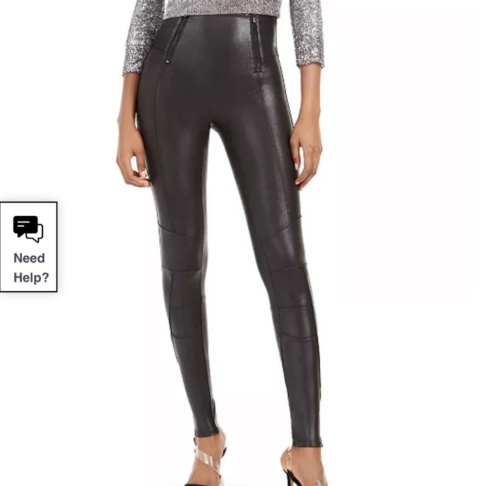 SPANX Faux-Leather Hip-Zip Leggings